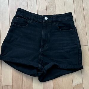 Zara Women's High Waist Black Denim Shorts